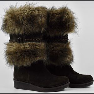 B Makowsky Dark Brown Cobb Suede Leather Boots